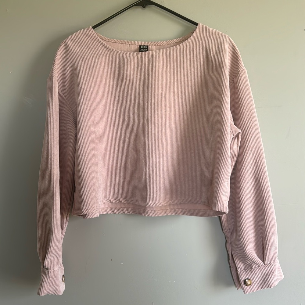Pink Corduroy Spring Perfect Easter Shirt Crop Corduroy Top Blush Pink